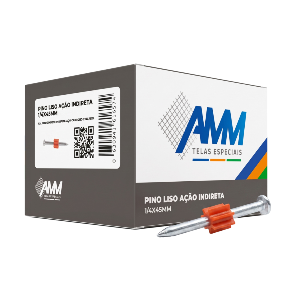 Pino liso AMM ação indireta 1/4 x 45mm, aço carbono zincado