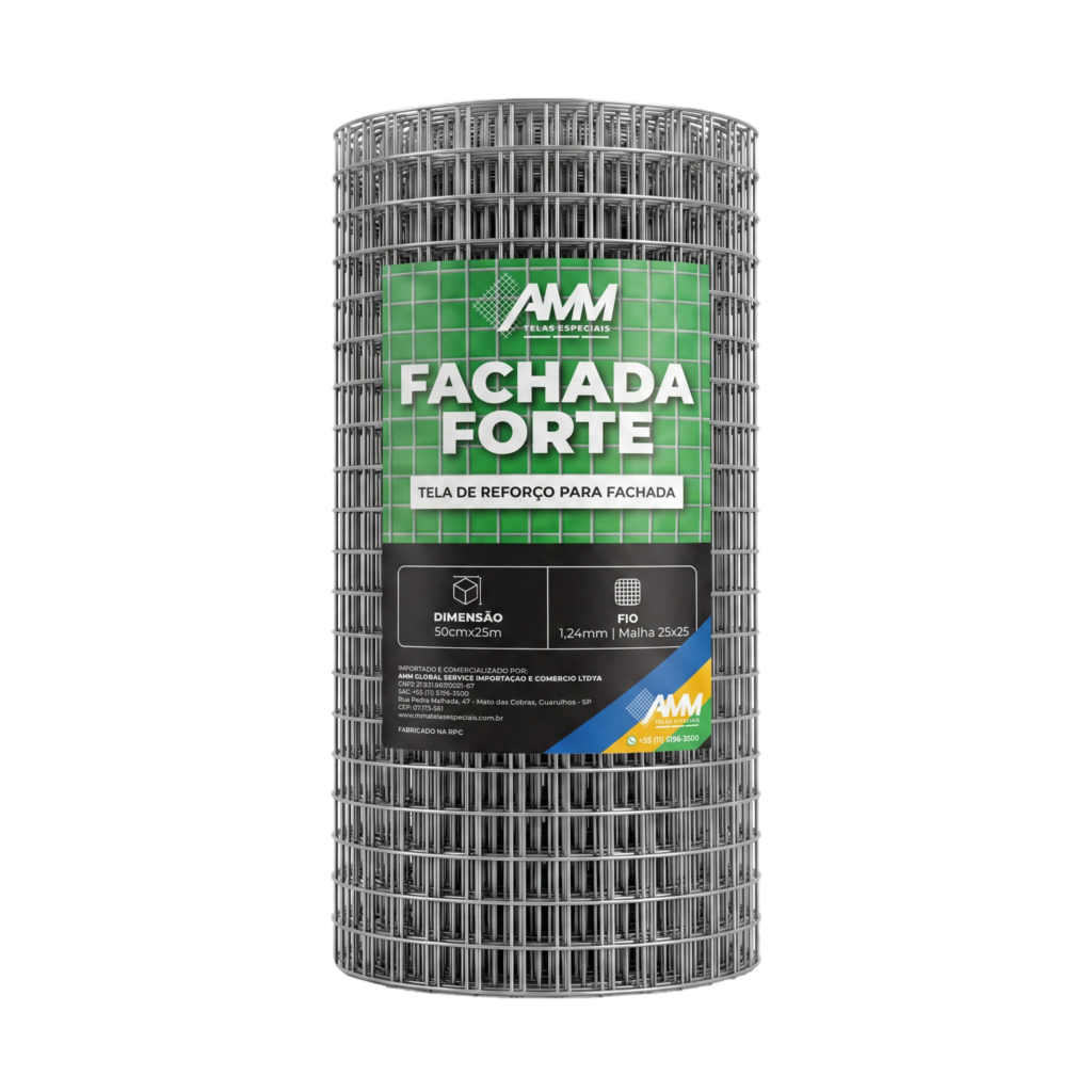 Rolo da tela AMM Fachada Forte para reforço de fachada, dimensão 50cm x 25m.